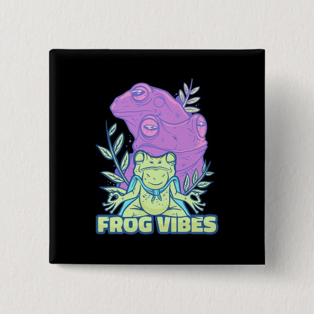 Bóton Quadrado 5.08cm Yoga Sapo Vibes (Frente)