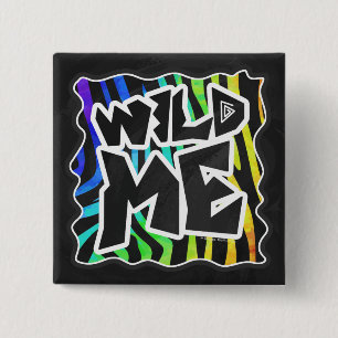 Bóton Quadrado 5.08cm Zebra Black e Rainbow Wild Me