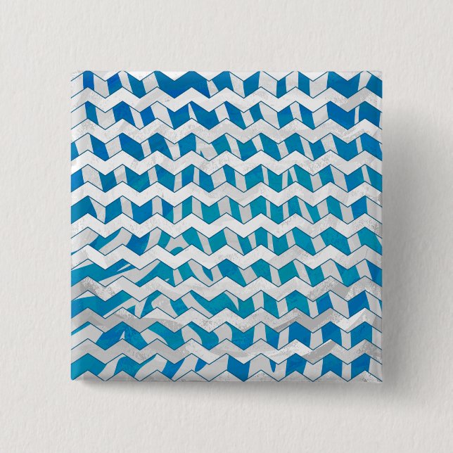 Bóton Quadrado 5.08cm Zebra Blue e White Chevron (Frente)