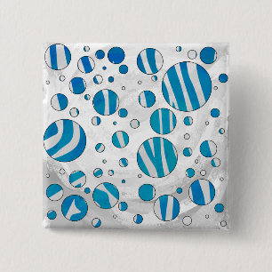 Bóton Quadrado 5.08cm Zebra Bolinhas branca e azul