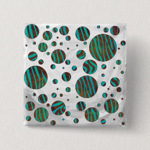 Bóton Quadrado 5.08cm Zebra, Bolinhas de Castanho e Teto
