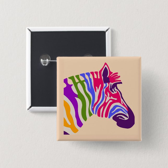 Bóton Quadrado 5.08cm Zebra Button (Frente & Verso)