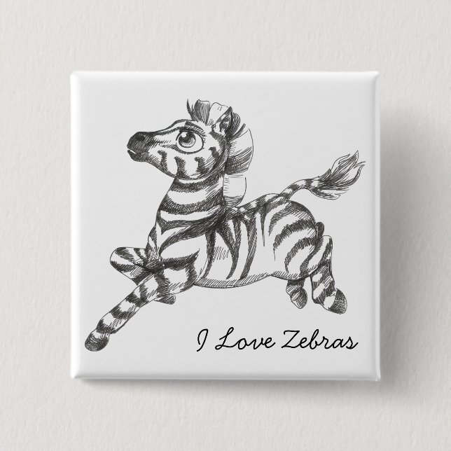 Bóton Quadrado 5.08cm Zebra Button Flair (Frente)