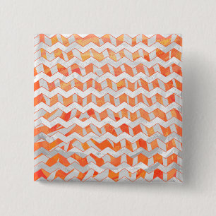 Bóton Quadrado 5.08cm Zebra Chevron Laranja e Branco