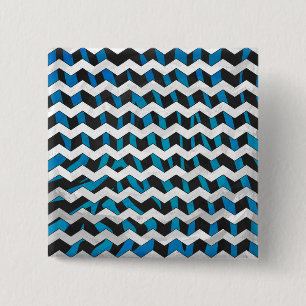 Bóton Quadrado 5.08cm Zebra Chevron Preto e Azul