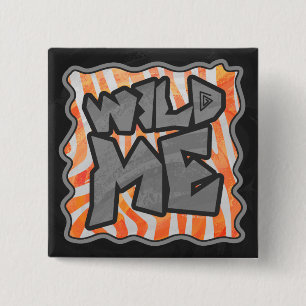 Bóton Quadrado 5.08cm Zebra Orange e White Wild Me