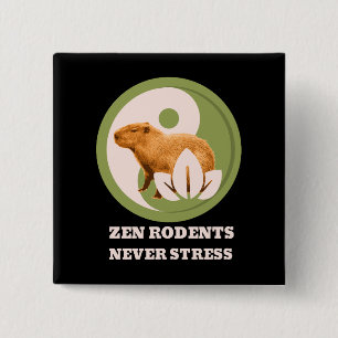 Bóton Quadrado 5.08cm Zen Rodents Nunca Stress Capybara