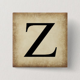 Bóton Quadrado 5.08cm Zeta da letra do alfabeto grego