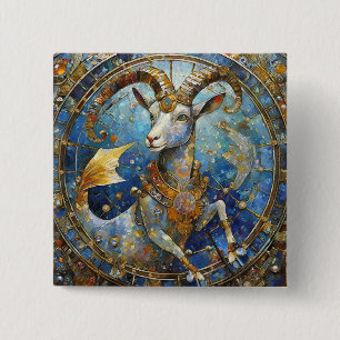 Bóton Quadrado 5.08cm Zodiac - Capricórnio, Caprino do Mar