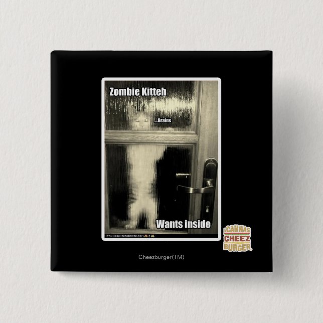 Bóton Quadrado 5.08cm Zombi Kitteh (Frente)