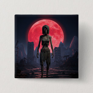 Bóton Quadrado 5.08cm Zombie fêmea de lua de sangue