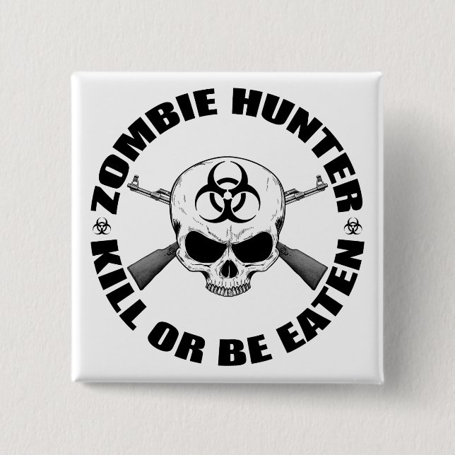 Bóton Quadrado 5.08cm Zombie Hunter 2 (Frente)