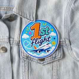 Bóton Redondo 10.16cm 1º voo avião colorido lembrancinha