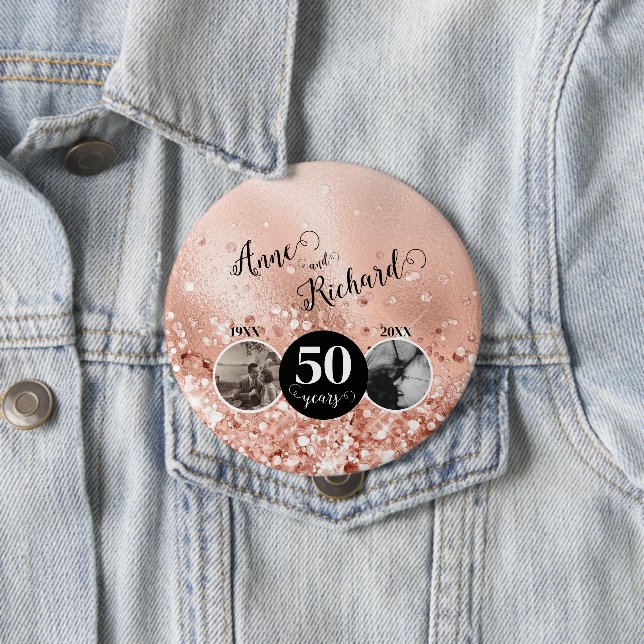 Bóton Redondo 10.16cm 2 Foto: Aniversário de Casamento "Depois e Agora" (In Situ)