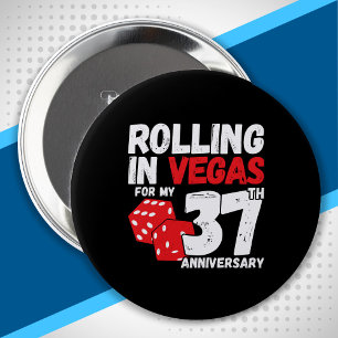 Bóton Redondo 10.16cm 37 anos casados 37 anos em Las Vegas Trip