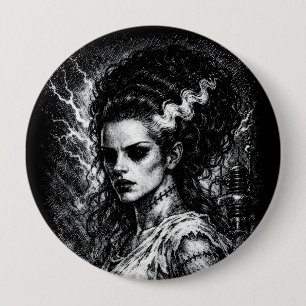 Bóton Redondo 10.16cm A Noiva de Frankenstein — Ressuscitada por BurnsNo