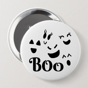Bóton Redondo 10.16cm Adorável Fantasma de Halloween Preto e Branco BOO