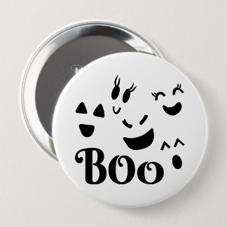 Bóton Redondo 10.16cm Adorável Fantasma de Halloween Preto e Branco BOO