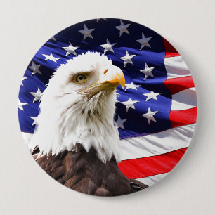 Bóton Redondo 10.16cm Águia Americana e Bandeira