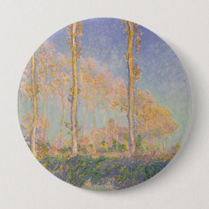 Bóton Redondo 10.16cm Álamos, paisagem impressionista, Claude Monet
