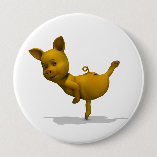 Bóton Redondo 10.16cm Amarelo Pig Árabe (Frente)