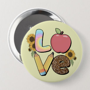 Bóton Redondo 10.16cm Amor - Design de Professores Coloridos com Apple e