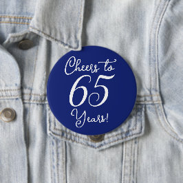 Bóton Redondo 10.16cm Anima-se a 65 anos de Festa de aniversário azul Ma