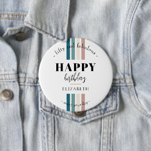 Bóton Redondo 10.16cm Aniversário design minimalista em cores pastosas