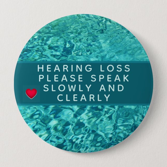 Bóton Redondo 10.16cm Aqua abstract hearing loss 4 inch (Frente)