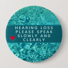 Bóton Redondo 10.16cm Aqua abstract hearing loss 4 inch