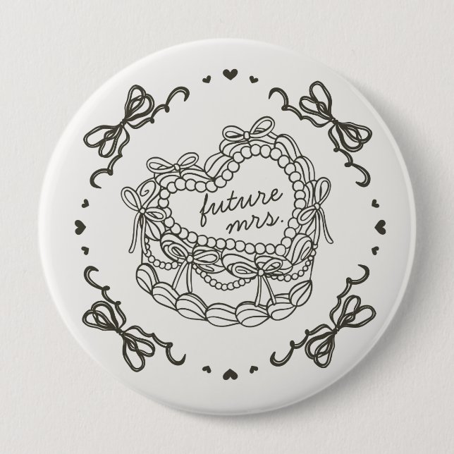 Bóton Redondo 10.16cm Arco bege - Showe Heart Coquette Cake Bridal (Frente)