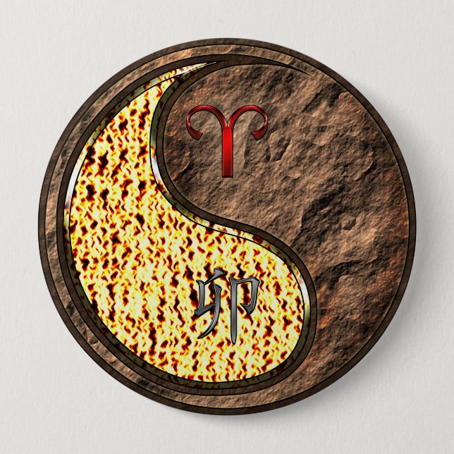 Bóton Redondo 10.16cm Aries & Earth Rabbit (Frente)