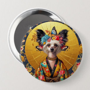 Bóton Redondo 10.16cm Arte de Cachorro Prequieta crachá Chinesa