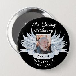 Bóton Redondo 10.16cm Asas de Anjo Foto Lembrança Amorosa Funeral/Memori