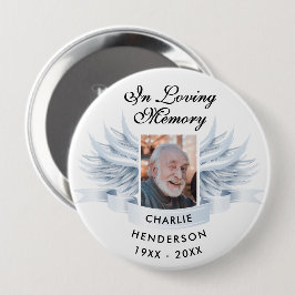Bóton Redondo 10.16cm Asas de Anjo Personalizadas Em Memória Carinhosa M