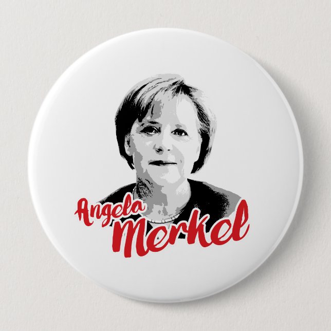 Bóton Redondo 10.16cm Assinatura de ANGELA MERKEL - - - (Frente)