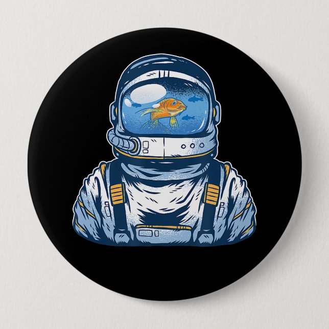 Bóton Redondo 10.16cm Astronauta Fishbowl Helmet Goldfish Spaceman (Frente)