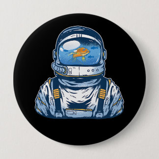 Bóton Redondo 10.16cm Astronauta Fishbowl Helmet Goldfish Spaceman