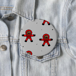 Bóton Redondo 10.16cm Astronautas de terno vermelho em cinzas