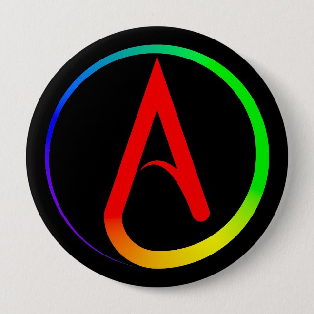 Bóton Redondo 10.16cm Atheist Symbol Rainbow (Frente)