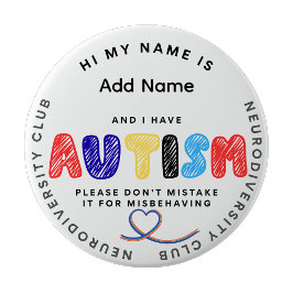 Bóton Redondo 10.16cm Autismo Alfinete ID Clube Neurodiversidade