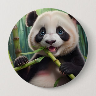 Bóton Redondo 10.16cm Bamboo Comendo Panda Bonito
