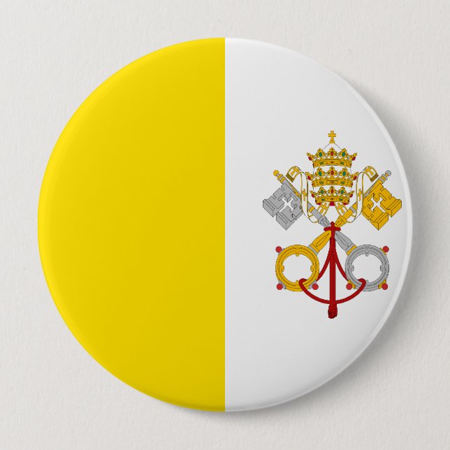 Bóton Redondo 10.16cm Bandeira da Cidade do Vaticano (Frente)