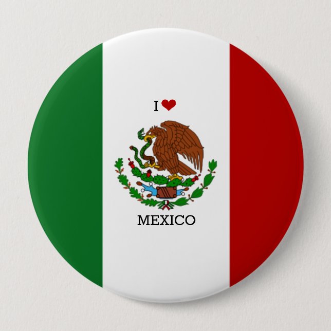 Bóton Redondo 10.16cm Bandeira do México (Frente)