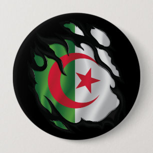 Bóton Redondo 10.16cm Bandeira Rasgada da Argélia