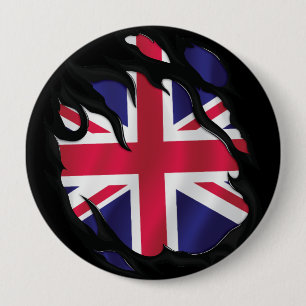 Bóton Redondo 10.16cm Bandeira Rasgada do Reino Unido