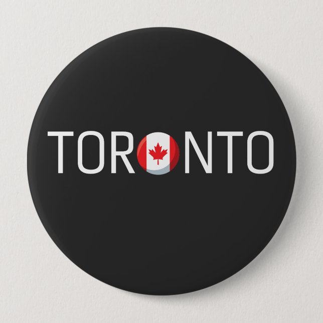 Bóton Redondo 10.16cm Bandeira Toronto Canadá  (Frente)