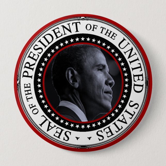 Bóton Redondo 10.16cm Barack Obama Presidente Seal (Frente)