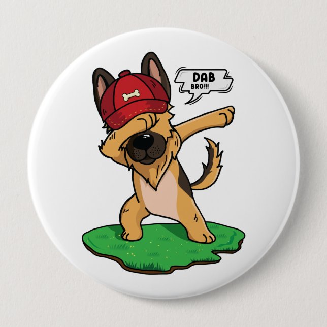 Bóton Redondo 10.16cm Barramento de german shepherd (Frente)