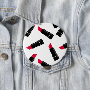 Bóton Redondo 10.16cm Batom vermelho sem costura desenho branco